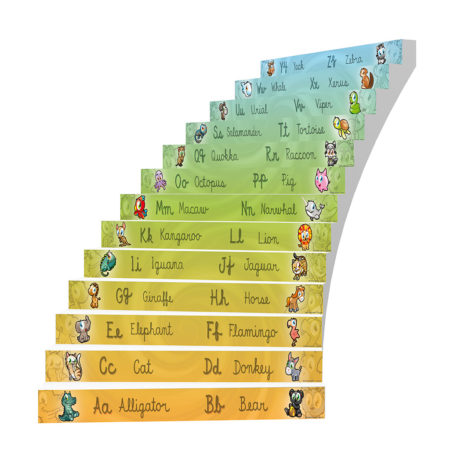 Adhesive Stair Riser Decals – English Alphabet Collection